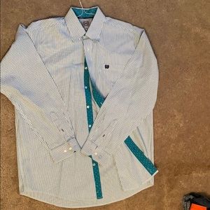 Cinch turquoise green stripe & White